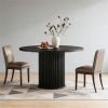 Round dining table, wooden kitchen dining table, dining table with metal base, suitable for kitchen and living room