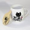SYNC - [Kitty Bike] Coffee Mug / Wood Lid (4.2 inch height)