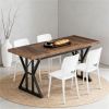 Wooden dining table, rectangular dining table with metal legs, kitchen dining table, suitable for living room and dining room