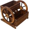 Wooden Wagon Planter Box, Garden Planter with Wheels,Decorative Planter for Flowers Herbs Vegetables for Indoor & Outdoor DÃ©cor,Wooden Flower Cart fo