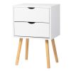 Simple And Modern White Cabinet; Wood ;Two Drawers; Bedside Table