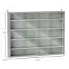 Glass Display Cabinet 5-Tier Wall-Mounted Adjustable Shelves 2 Doors Modern Gray