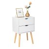 Simple And Modern White Cabinet; Wood ;Two Drawers; Bedside Table