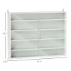 5-Tier White Display Cabinet with Glass Doors & Adjustable Shelves, Wall-Mounted