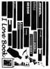 I Love Books - Hemu Large Wall Decals Stickers Appliques Home Decor 19.7 BY 27.5 Inches