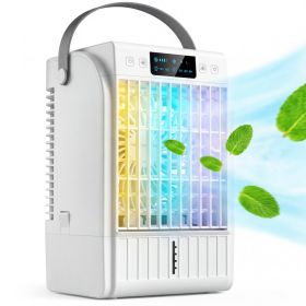 Portable Air Conditioner, 4-in-1 Mini Air Cooler with 4 Wind Speed, 2 Mist Mode, RGB 7 LED Light