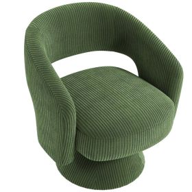 Swivel Barrel Accent Chair, Modern Upholstered Living Room Chair with Thick Padding for Reading, Green
