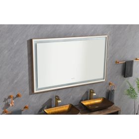 60 X 36 Inch LED Bathroom Mirror With Aluminum Frame, Wall Mounted Vanity Mirror, Anti-Fog, Memory, 3 Colors, Stepless Dimmable