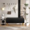 Modern Mid-Century Black Faux Leather End of Bed Storage Bench Ottoman
