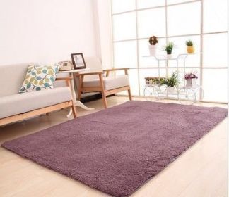 Living Room Rug Area Solid Carpet Fluffy Soft Home Decor White Plush Carpet Bedroom Carpet Kitchen Floor Mats White Rug Tapete (Color: Purple, size: 100X160Cm)