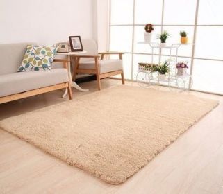 Living Room Rug Area Solid Carpet Fluffy Soft Home Decor White Plush Carpet Bedroom Carpet Kitchen Floor Mats White Rug Tapete (Color: Beige, size: 50X80Cm)