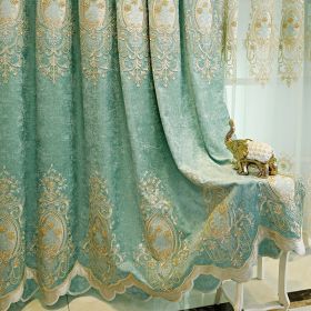 Bedroom Full Blackout Curtains Green New (Color: Green Cloth, size: 1Mkorean Fold Hook Processing)