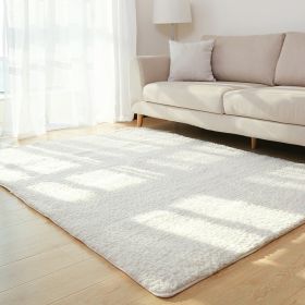 Living Room Rug Area Solid Carpet Fluffy Soft Home Decor White Plush Carpet Bedroom Carpet Kitchen Floor Mats White Rug Tapete (Color: White, size: 80X160Cm)