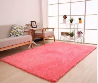 Living Room Rug Area Solid Carpet Fluffy Soft Home Decor White Plush Carpet Bedroom Carpet Kitchen Floor Mats White Rug Tapete (Color: Pink, size: 40X60Cm)