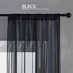 Modern And Simple Pure Color Cotton And Linen Window Screen (Color: Black, size: 100X130Cm)