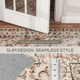 Area Rug 8x10, Machine Washable Rug, Non-Slip Classical Floral Print Floor Carpet For Living Room, Bedroom, Mixed-Brown (Color: Brown)