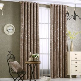 Solid Color Simple Modern Light Luxury Living Room Chenille Blackout Curtains (Color: Coffee)
