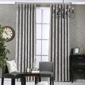 Solid Color Simple Modern Light Luxury Living Room Chenille Blackout Curtains (Color: Grey)