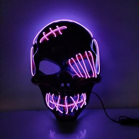 Halloween Mask Glowing With Blood El Skull Led Mask Dance Party Hip-hop Dance Disco Cold Light Mask (Color: Purple)