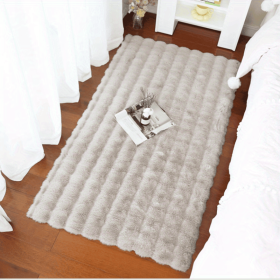 1pc Soft Plush Shaggy Area Rugs, Fluffy Bubble Velvet Floor Carpet For Bedroom Living Room, Bedside Rugs, Non-Slip Washable Carpet, (Color: Coffee Color, size: 23.62*47.24inch)