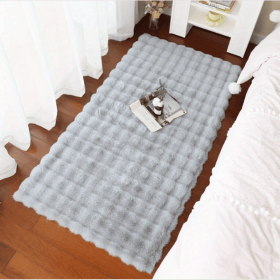 1pc Soft Plush Shaggy Area Rugs, Fluffy Bubble Velvet Floor Carpet For Bedroom Living Room, Bedside Rugs, Non-Slip Washable Carpet, (Color: Grey, size: 23.62*47.24inch)