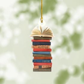Book Lovers Heart Ornament, Reading Book Christmas Ornament (Color: D)
