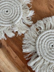 Macramae Drink Coasters; (7inch) (Color: White)