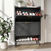 Large Shoe Cabinet with 2 Flip Drawers, Shoe Storage Cabinet for Entryway Slim, Hidden Shoe Storage with Open Shelf, Freestanding Tipping Bucket Shoe