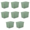 Large Storage Bin, 18 Gallon Plastic Storage Container with Snap-on Lid, 8 Pack