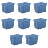 Large Storage Bin, 18 Gallon Plastic Storage Container with Snap-on Lid, 8 Pack