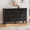 7 Drawer Dresser For Bedroom, Wood Storage Cabinet With Black Handles, Modern Closet Of Drawers for Living Room