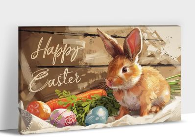 Easter Bunny Wall Art, Easter Bunny Prints Wall Decor, Spring Bunny Carrot Eggs Posters for Easter Wall Decor, Rustic Easter Pictures with Cute Bunny (style: 01, size: 18X24)