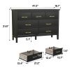 7 Drawer Dresser For Bedroom, Wood Storage Cabinet With Black Handles, Modern Closet Of Drawers for Living Room
