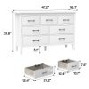 7 Drawer Dresser For Bedroom, Wood Storage Cabinet With Black Handles, Modern Closet Of Drawers for Living Room