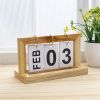 1pc, Classic Standing Flip Calendar Wooden Perpetual Calendar, Retro Wood Flip Desk Calendar For Home Office Daily Use Desk