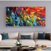 Handmade Oil Painting Original Colorful Feathers Oil Painting On Canvas Large Wall Art Abstract Colorful Painting Custom Painting Living room Home Wa