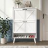 Large Shoe Cabinet with 2 Flip Drawers, Shoe Storage Cabinet for Entryway Slim, Hidden Shoe Storage with Open Shelf, Freestanding Tipping Bucket Shoe