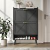 Large Shoe Cabinet with 2 Flip Drawers, Shoe Storage Cabinet for Entryway Slim, Hidden Shoe Storage with Open Shelf, Freestanding Tipping Bucket Shoe