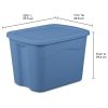 Large Storage Bin, 18 Gallon Plastic Storage Container with Snap-on Lid, 8 Pack