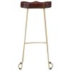 Bar Chair Set of 2 Walnut brown and brass
